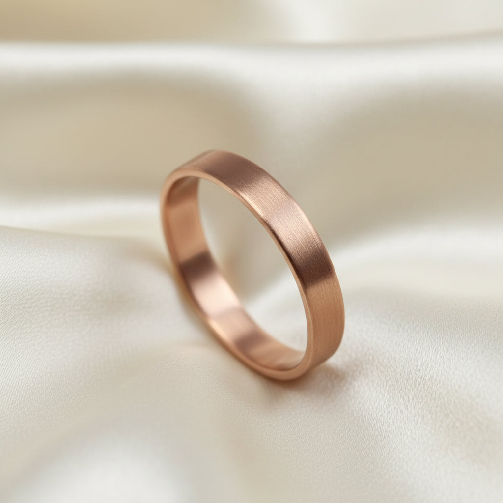 Men's Rose gold wedding band brushed finish