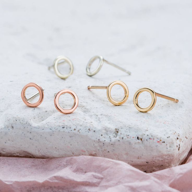Open circle rose gold studs
