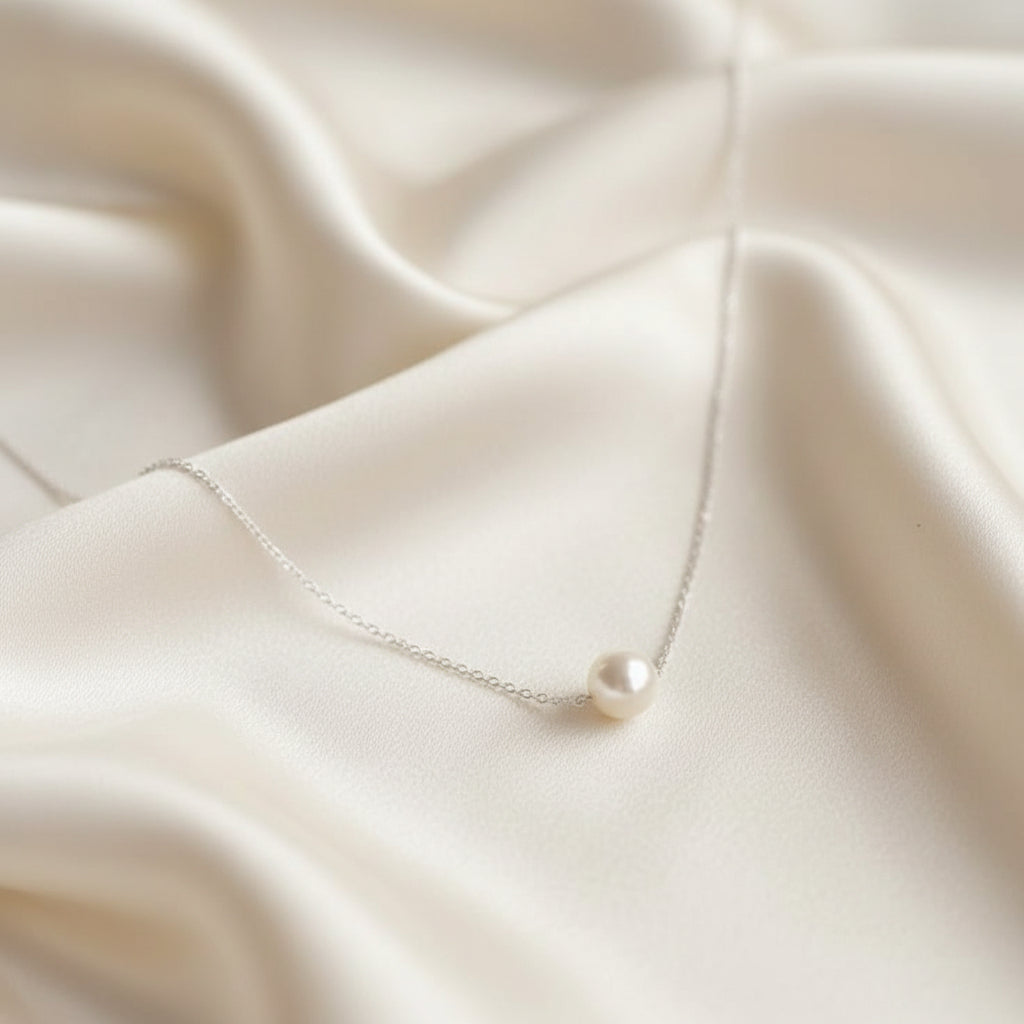 Floating pearl necklace
