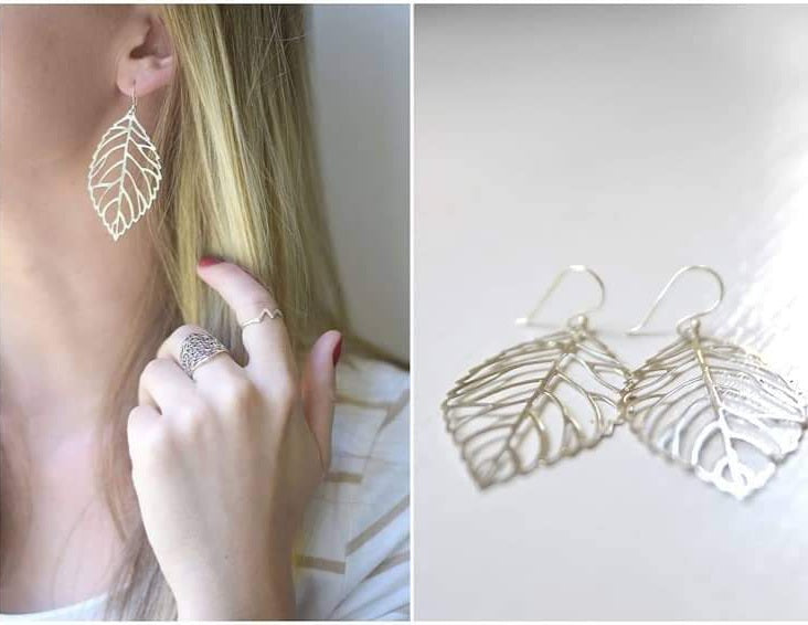 Leaf hook earrings