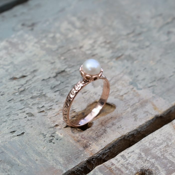 Rose gold pearl Tirzah ring