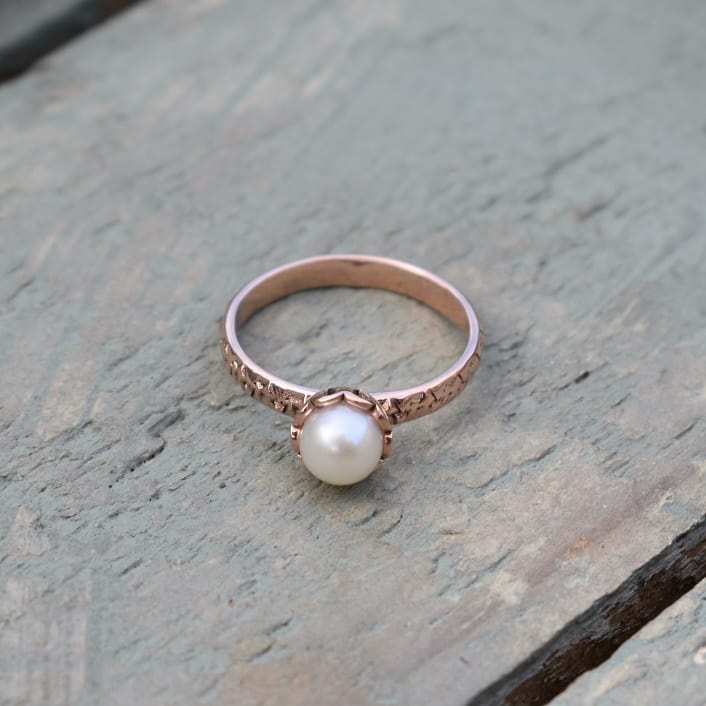 Rose gold pearl Tirzah ring