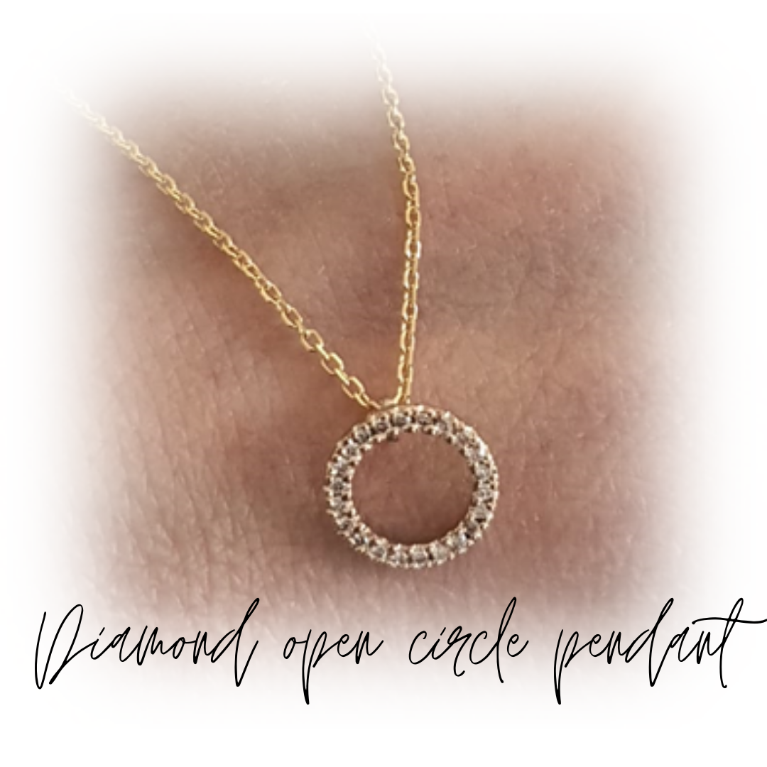 Diamond open circle pendant