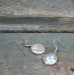 Coin pearl hook earrings