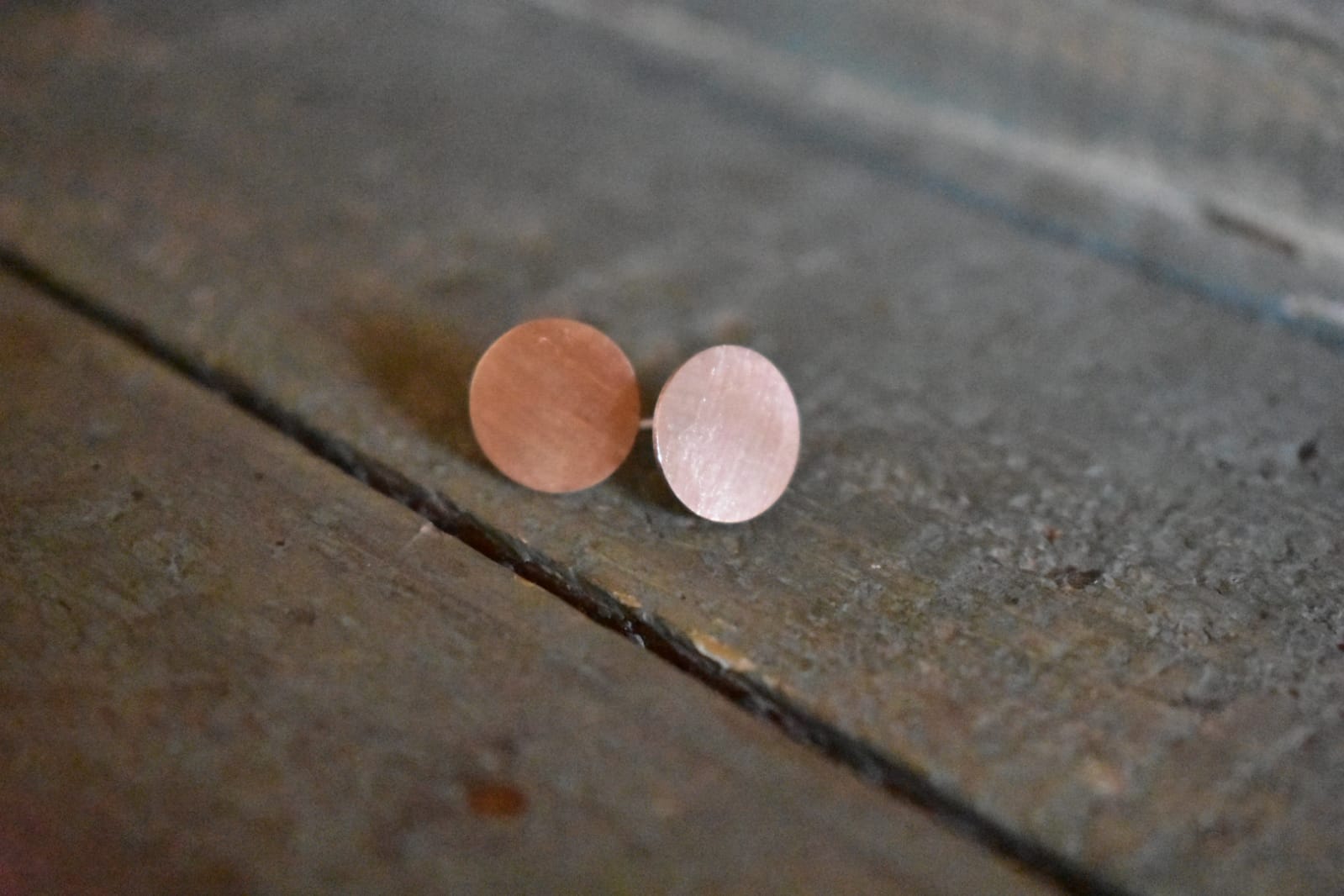 Rose gold disc studs