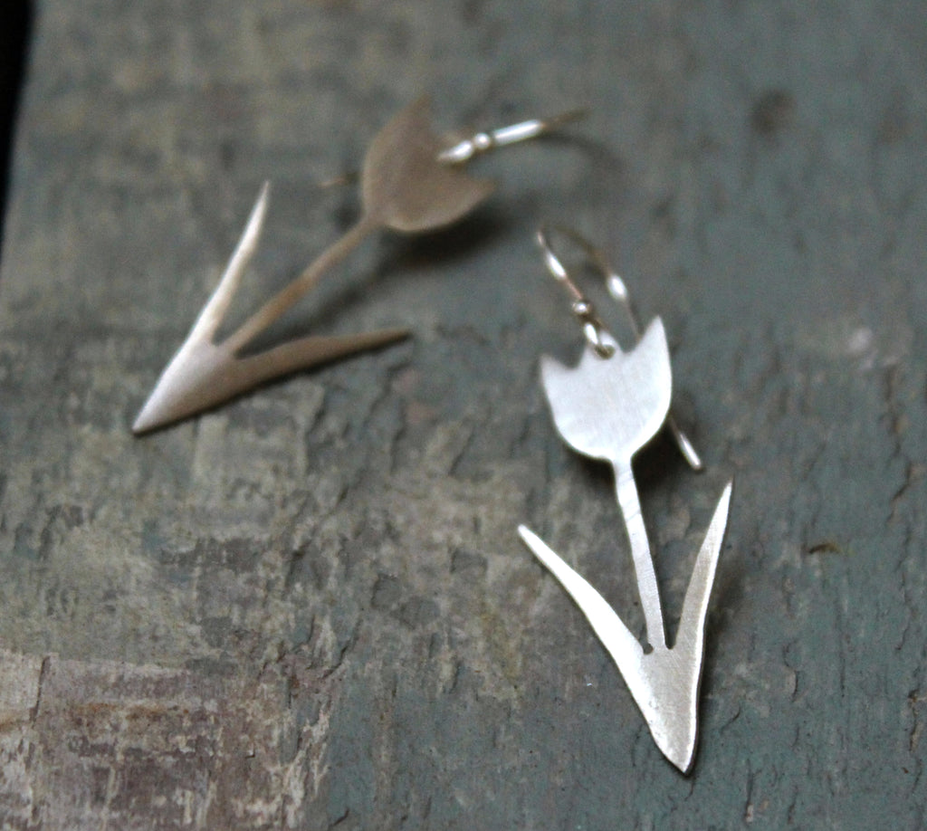 Sterling silver Tulip hook earrings.  Please note all pieces are made on order by Erfdeel Juwele. Allow up to a week for manufacture.