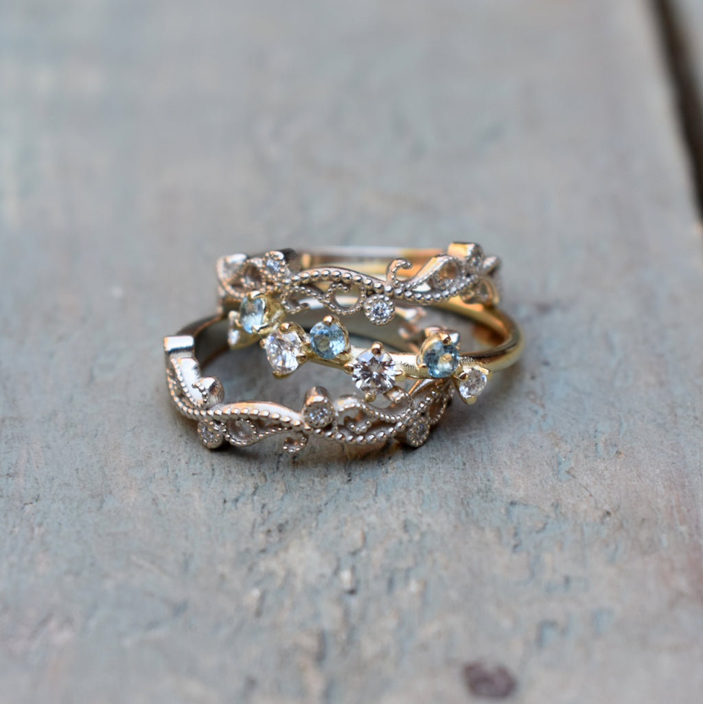 Diamond and Sky Topaz ring