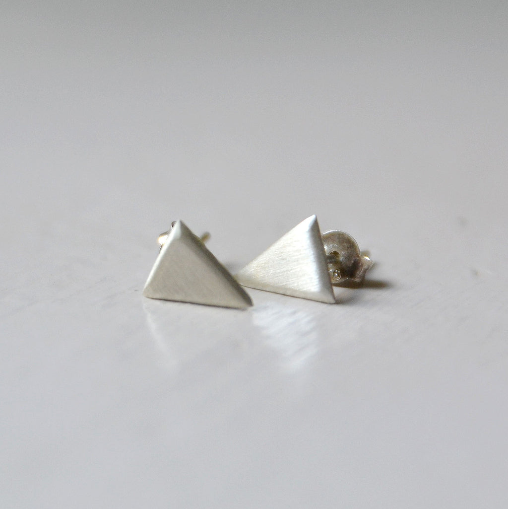 Sterling silver triangle studs.  Please note all pieces are made on order by Erfdeel Juwele. Allow up to one week for manufacture.