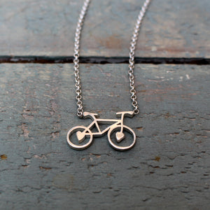 Sterling silver bicycle on a 2mm Belcher chain.