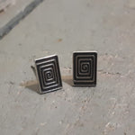 Rectangular spiral engraved studs